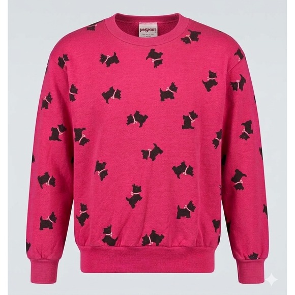 Jansport Tops - Vintage 80s All Over Print Scottie Dog Sweatshirt - Made in USA Large Hot Pink